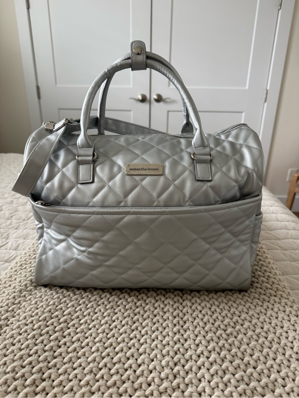 Samantha Brown Quilted Silver Tote Bag